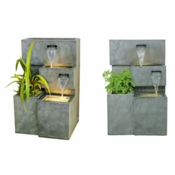 H78cm Higgledy Troughs Water Feature & Planter with Lights | Indoor/Outdoor Use by Ambienté -Polyresin Water Features Sales Shop WF3687 add image 4 2fc2