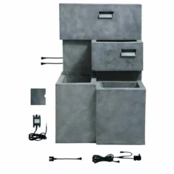 H78cm Higgledy Troughs Water Feature & Planter with Lights | Indoor/Outdoor Use by Ambienté -Polyresin Water Features Sales Shop WF3687 add image 5 e95f