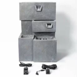 H78cm Higgledy Troughs Water Feature & Planter with Lights | Indoor/Outdoor Use by Ambienté -Polyresin Water Features Sales Shop WF3687 add image 6 a7fb