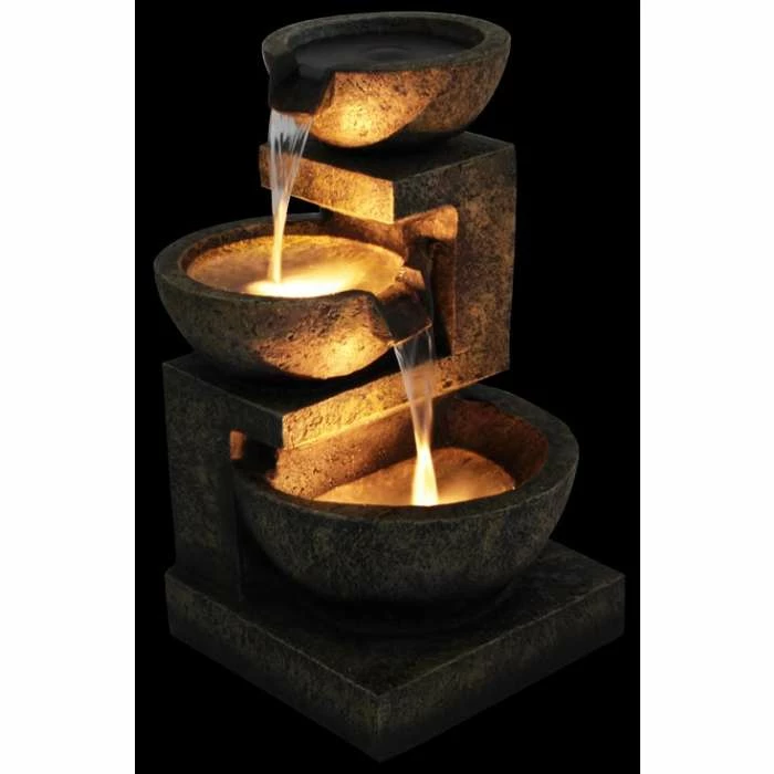 H62cm Kendal 3-Tier Cascading Water Feature with Lights | Indoor/Outdoor Use by Ambienté 6 H62cm Kendal 3-Tier Cascading Water Feature with Lights | Indoor/Outdoor Use by Ambienté - Image 6