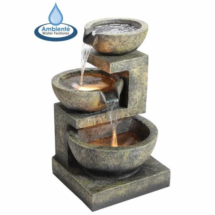 H62cm Kendal 3-Tier Cascading Water Feature with Lights | Indoor/Outdoor Use by Ambienté 1 H62cm Kendal 3-Tier Cascading Water Feature with Lights | Indoor/Outdoor Use by Ambienté
