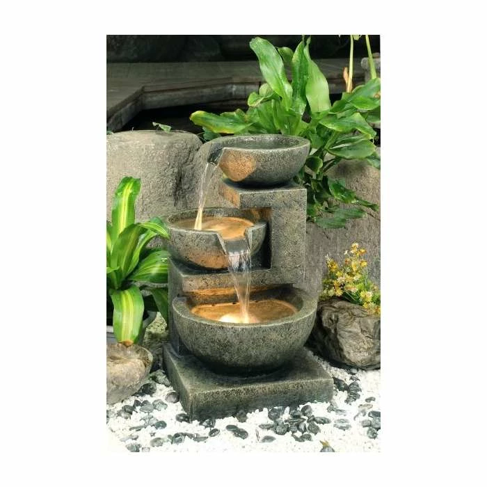 H62cm Kendal 3-Tier Cascading Water Feature with Lights | Indoor/Outdoor Use by Ambienté 2 H62cm Kendal 3-Tier Cascading Water Feature with Lights | Indoor/Outdoor Use by Ambienté - Image 2