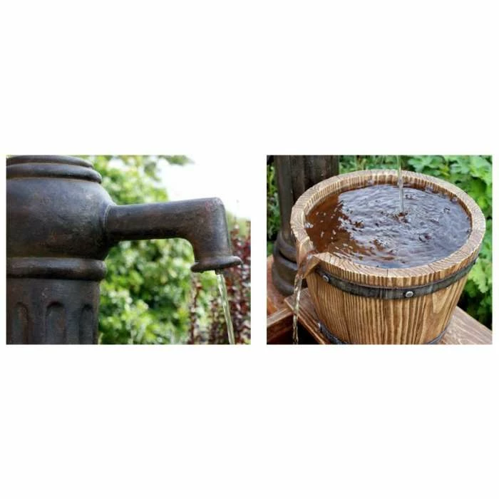 H82cm Pump and Barrel Water Feature with Lights by Ambienté 4 H82cm Pump and Barrel Water Feature with Lights by Ambienté - Image 4