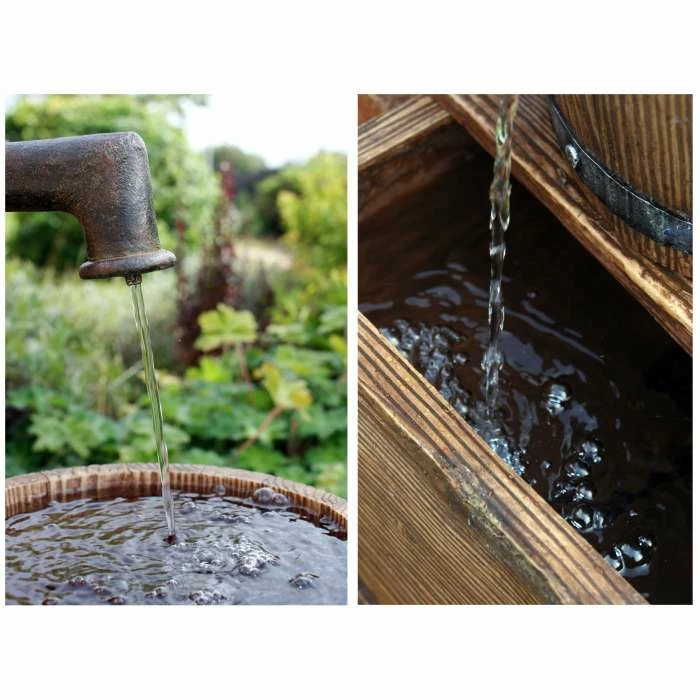 H82cm Pump and Barrel Water Feature with Lights by Ambienté 5 H82cm Pump and Barrel Water Feature with Lights by Ambienté - Image 5