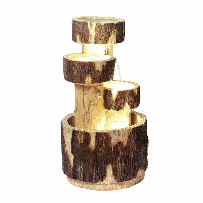 H75cm 3-Tier Log Cascading Water Feature with Lights | Indoor/Outdoor Use by Ambienté 6 H75cm 3-Tier Log Cascading Water Feature with Lights | Indoor/Outdoor Use by Ambienté - Image 6