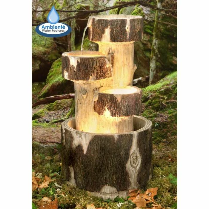 H75cm 3-Tier Log Cascading Water Feature with Lights | Indoor/Outdoor Use by Ambienté 1 H75cm 3-Tier Log Cascading Water Feature with Lights | Indoor/Outdoor Use by Ambienté