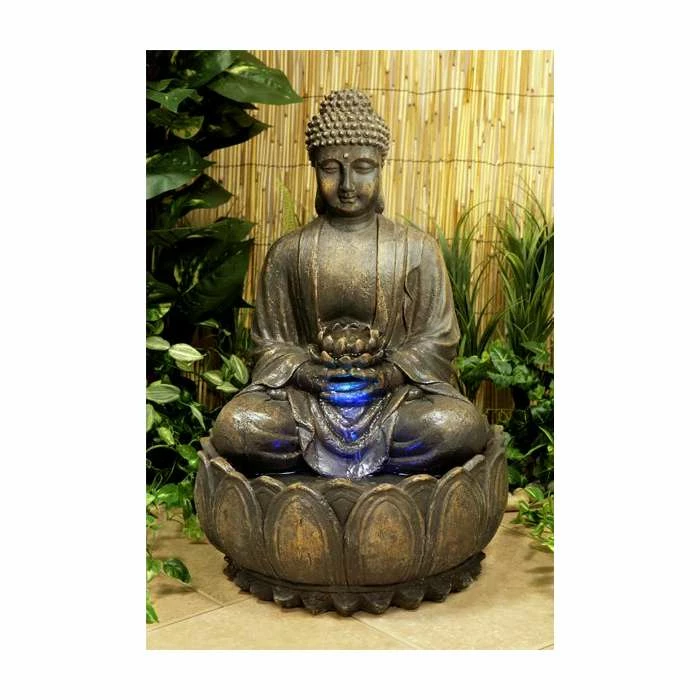 H57cm Blossoming Buddha Water Feature with Lights | Indoor/Outdoor Use by Ambienté 1 H57cm Blossoming Buddha Water Feature with Lights | Indoor/Outdoor Use by Ambienté