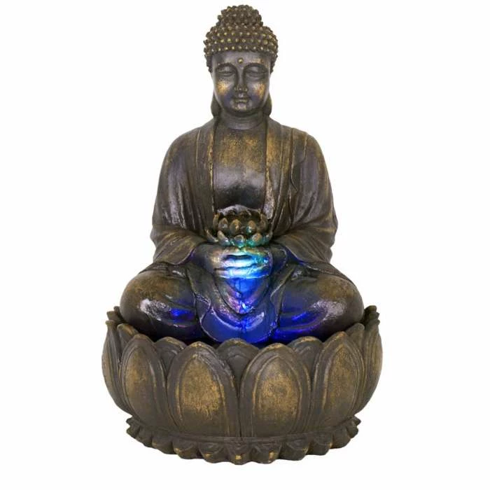 H57cm Blossoming Buddha Water Feature with Lights | Indoor/Outdoor Use by Ambienté 2 H57cm Blossoming Buddha Water Feature with Lights | Indoor/Outdoor Use by Ambienté - Image 2