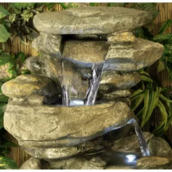 H100cm Thornton Hops 3-Tier Water Feature with Lights by Ambienté -Polyresin Water Features Sales Shop WF3925 add image 1 0bd3