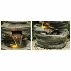 H100cm 4-Tier Rock Pool Cascading Water Feature with Lights | Indoor/Outdoor Use by Ambienté -Polyresin Water Features Sales Shop WF3927 add image 2 e94f