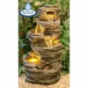 H100cm 4-Tier Rock Pool Cascading Water Feature with Lights | Indoor/Outdoor Use by Ambienté