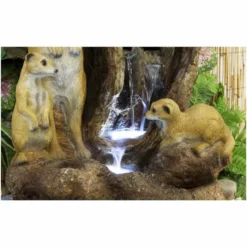 H56cm Meerkat Falls Water Feature with Lights | Indoor/Outdoor Use by Ambienté -Polyresin Water Features Sales Shop WF3968 add image 1 b52d