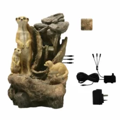 H56cm Meerkat Falls Water Feature with Lights | Indoor/Outdoor Use by Ambienté -Polyresin Water Features Sales Shop WF3968 add image 5 c9c5