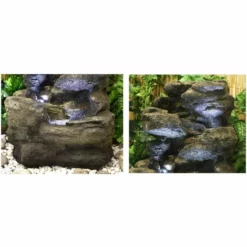H54cm 4-Tier Rock Falls Water Feature with Lights | Indoor/Outdoor Use by Ambienté -Polyresin Water Features Sales Shop WF3970 add image 3 b328