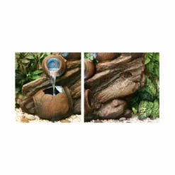 H81cm 4-Tier Oil Jar Cascading Water Feature with Lights | Indoor/Outdoor Use by Ambienté -Polyresin Water Features Sales Shop WF3971 add image 1 a033