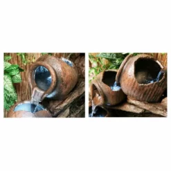 H81cm 4-Tier Oil Jar Cascading Water Feature with Lights | Indoor/Outdoor Use by Ambienté -Polyresin Water Features Sales Shop WF3971 add image 4 475f