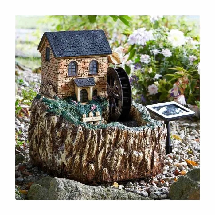 H51cm Water Mill Solar Powered Resin Water Feature 2 H51cm Water Mill Solar Powered Resin Water Feature - Image 2