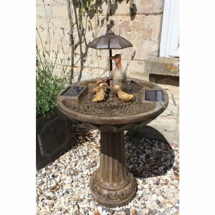 H84cm Duck Family & Umbrella Solar Water Feature 1 H84cm Duck Family & Umbrella Solar Water Feature