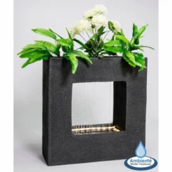 H56cm Rain Effect Water Feature with Planter | Indoor/Outdoor Use by Ambienté