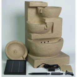 H72cm Kendal 4-Tier Cascading Solar Water Feature with Lights by Solaray -Polyresin Water Features Sales Shop WF4223 add image 6 b039