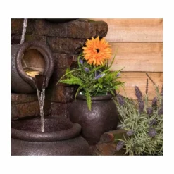 H120cm York 3-Tier Cascading Jars Water Feature & Planter with Lights by Ambienté -Polyresin Water Features Sales Shop WF4227 add image 1 afe0