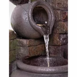 H120cm York 3-Tier Cascading Jars Water Feature & Planter with Lights by Ambienté -Polyresin Water Features Sales Shop WF4227 add image 3 4a22