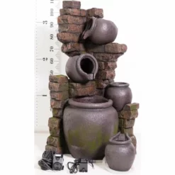 H120cm York 3-Tier Cascading Jars Water Feature & Planter with Lights by Ambienté -Polyresin Water Features Sales Shop WF4227 add image 6 4740