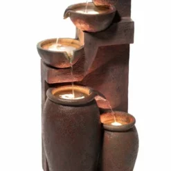 H101cm Quito 4-Tier Cascading Bowls & Jars Water Feature with Lights - by Ambienté -Polyresin Water Features Sales Shop WF4249 add image 2 24e7
