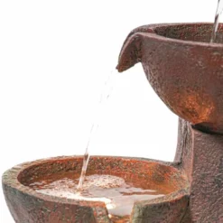 H101cm Quito 4-Tier Cascading Bowls & Jars Water Feature with Lights - by Ambienté -Polyresin Water Features Sales Shop WF4249 add image 3 7892