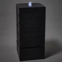 H85cm Bari Square Column with Rippling Effect Water Feature with Lights - Outdoor use - By Ambienté -Polyresin Water Features Sales Shop WF4250 add image 2 f65f