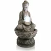 H66cm Buddha & Crystal Ball Water Feature with LED Lights | Indoor/Outdoor Use by Ambienté