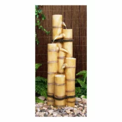 H88cm Ginko 5-Tier Bamboo Water Feature by Ambienté