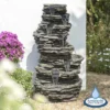 H147cm 8-Tier Rock Cascade Water Feature with Lights | Indoor/Outdoor Use by Ambienté