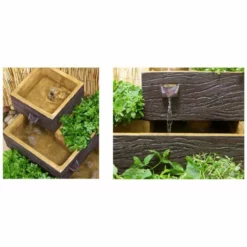 H42cm Dalton 4-Tier Cascading Solar Water Feature & Herb Planter by Solaray -Polyresin Water Features Sales Shop WF6048 add image 2 ee62