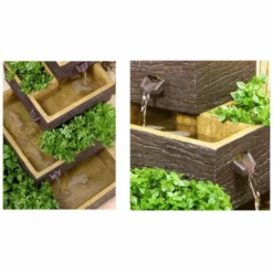 H42cm Dalton 4-Tier Cascading Solar Water Feature & Herb Planter by Solaray -Polyresin Water Features Sales Shop WF6048 add image 3 3fe6