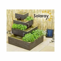 H42cm Dalton 4-Tier Cascading Solar Water Feature & Herb Planter by Solaray