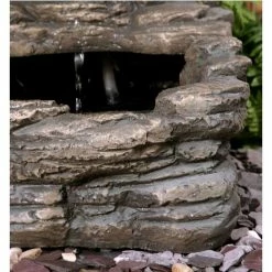 H73cm Easter Island Solar Head Water Feature & Planter with Lights by Solaray -Polyresin Water Features Sales Shop WF7003 add image 3 92ac