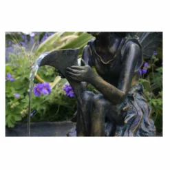 H78cm Fairy on a Clam Shell Solar Water Feature by Solaray -Polyresin Water Features Sales Shop WF7054A add image 4 b478