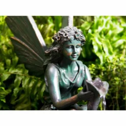 H30cm Fairy on Clam Shell Programmable Solar Water Feature with Lights by Solaray -Polyresin Water Features Sales Shop WF7060 add image 1 c372