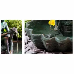 H30cm Fairy on Clam Shell Programmable Solar Water Feature with Lights by Solaray -Polyresin Water Features Sales Shop WF7060 add image 3 6eb6