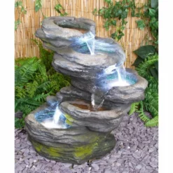 H56cm Sanke Steps 5-Tier Cascading Water Feature with Lights by Ambienté -Polyresin Water Features Sales Shop WF7079 add image 4 fea9