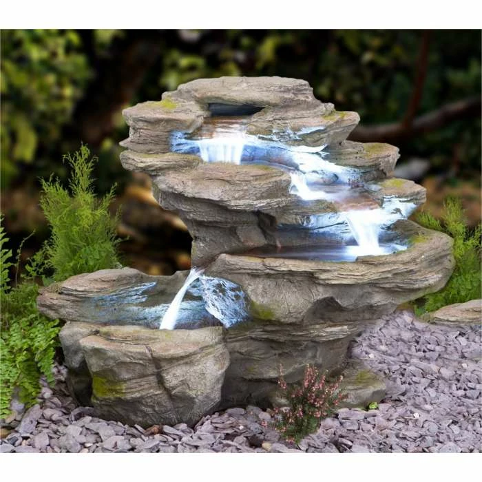 H65cm Ogen River Leap 4-Tier Cascading Water Feature with Lights | Indoor/Outdoor Use by Ambienté 5 H65cm Ogen River Leap 4-Tier Cascading Water Feature with Lights | Indoor/Outdoor Use by Ambienté - Image 5