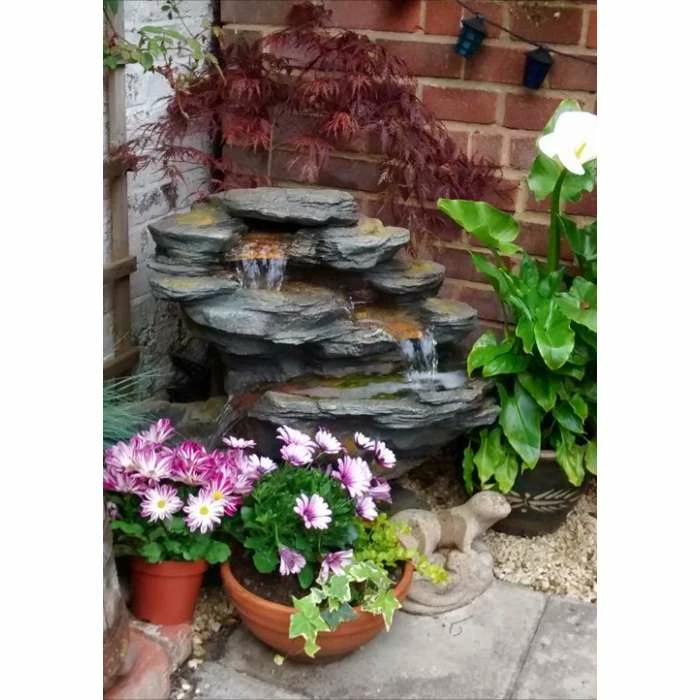 H65cm Ogen River Leap 4-Tier Cascading Water Feature with Lights | Indoor/Outdoor Use by Ambienté 7 H65cm Ogen River Leap 4-Tier Cascading Water Feature with Lights | Indoor/Outdoor Use by Ambienté - Image 7