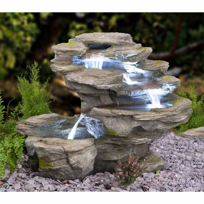 H65cm Ogen River Leap 4-Tier Cascading Water Feature with Lights | Indoor/Outdoor Use by Ambienté 1 H65cm Ogen River Leap 4-Tier Cascading Water Feature with Lights | Indoor/Outdoor Use by Ambienté