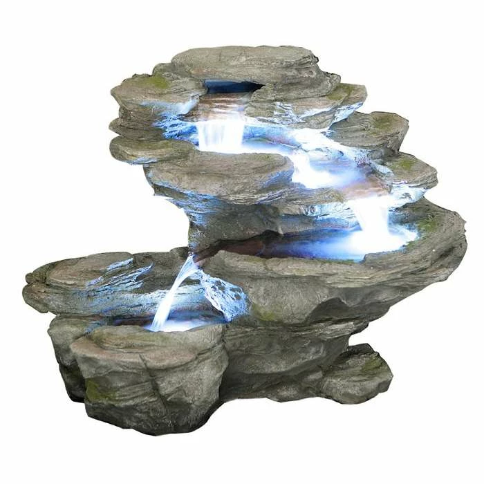 H65cm Ogen River Leap 4-Tier Cascading Water Feature with Lights | Indoor/Outdoor Use by Ambienté 2 H65cm Ogen River Leap 4-Tier Cascading Water Feature with Lights | Indoor/Outdoor Use by Ambienté - Image 2