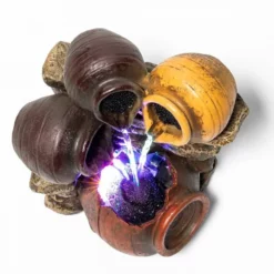 H27cm Triple Trickle Honey Pots Water Feature with Lights | Indoor/Outdoor Use by Ambienté -Polyresin Water Features Sales Shop WF7081 add image 1 b8fb