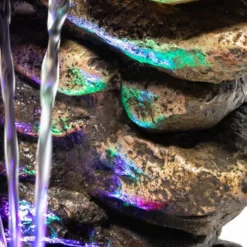 H27cm Triple Trickle Honey Pots Water Feature with Lights | Indoor/Outdoor Use by Ambienté -Polyresin Water Features Sales Shop WF7081 add image 4 6ee8