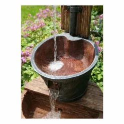 H62cm Iron Tap, Bucket & Barrel Cascading Water Feature by Ambienté -Polyresin Water Features Sales Shop WF7125 add image 3 5076