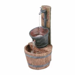H62cm Iron Tap, Bucket & Barrel Cascading Water Feature by Ambienté -Polyresin Water Features Sales Shop WF7125 add image 4 2281