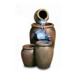 H50cm Earthenware 3-Tier Honey Pot Water Feature & Planter with Lights by Ambienté -Polyresin Water Features Sales Shop WF7127 add image 7 579b